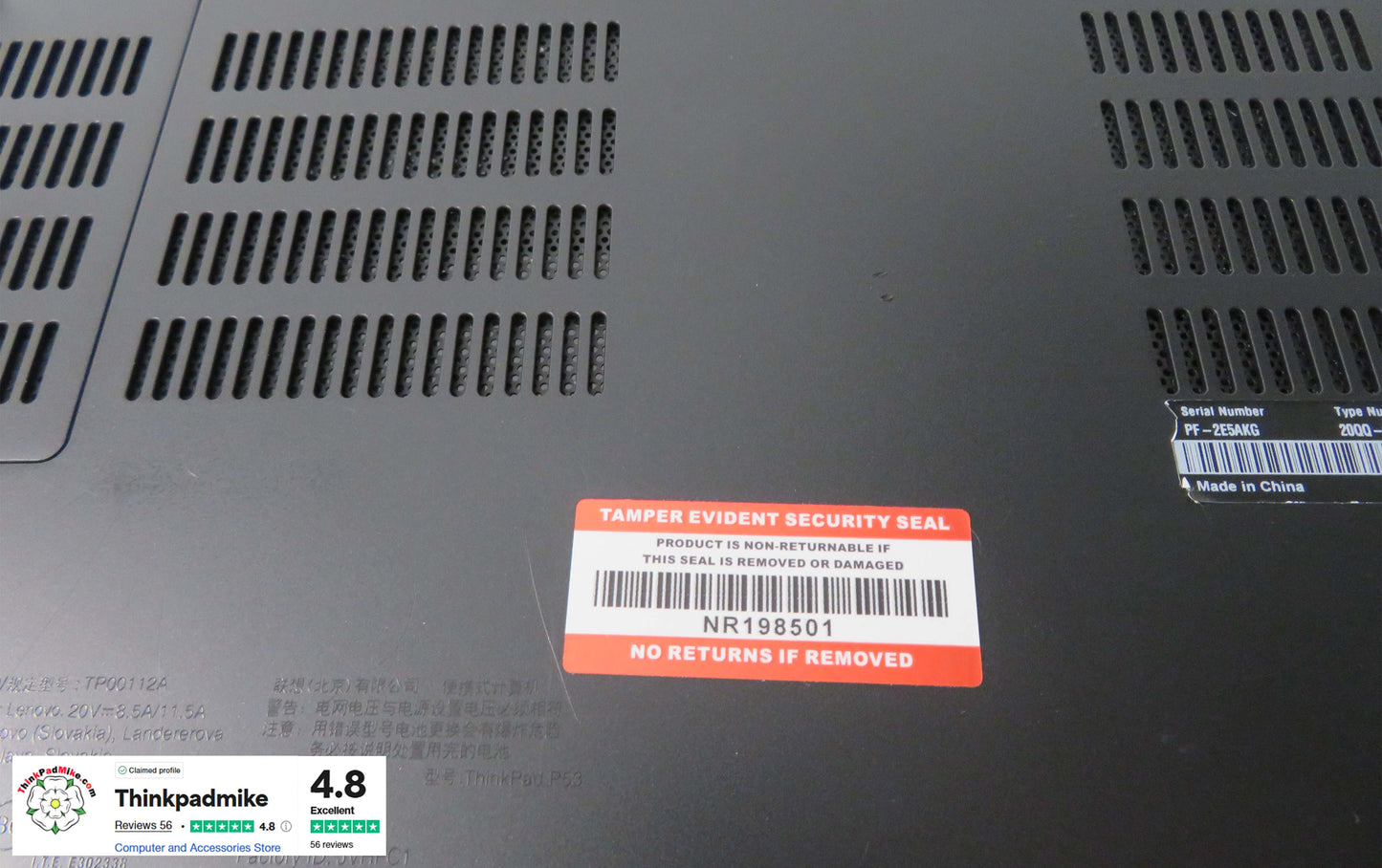 Lenovo ThinkPad P53 i7 *6 CORE* 9750H 2.6Ghz 64GB RAM 512GB IPS B\L KB NVIDIA T2000 (1145)