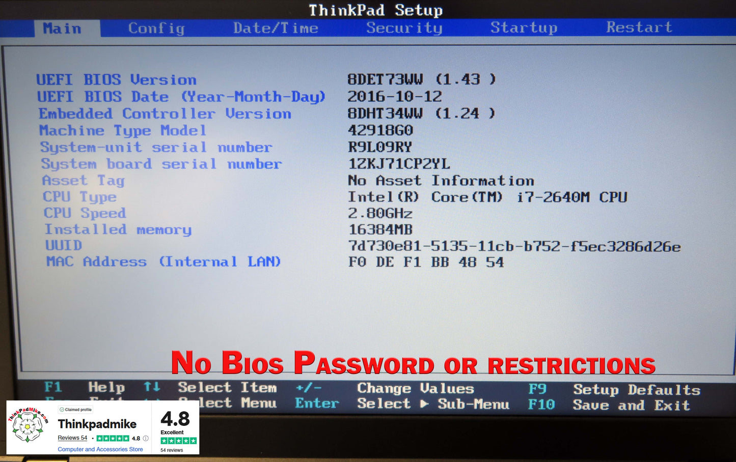 Lenovo ThinkPad x220 i7 2640M 2.8Ghz 16GB RAM 240GB SSD WIN10 (1135)