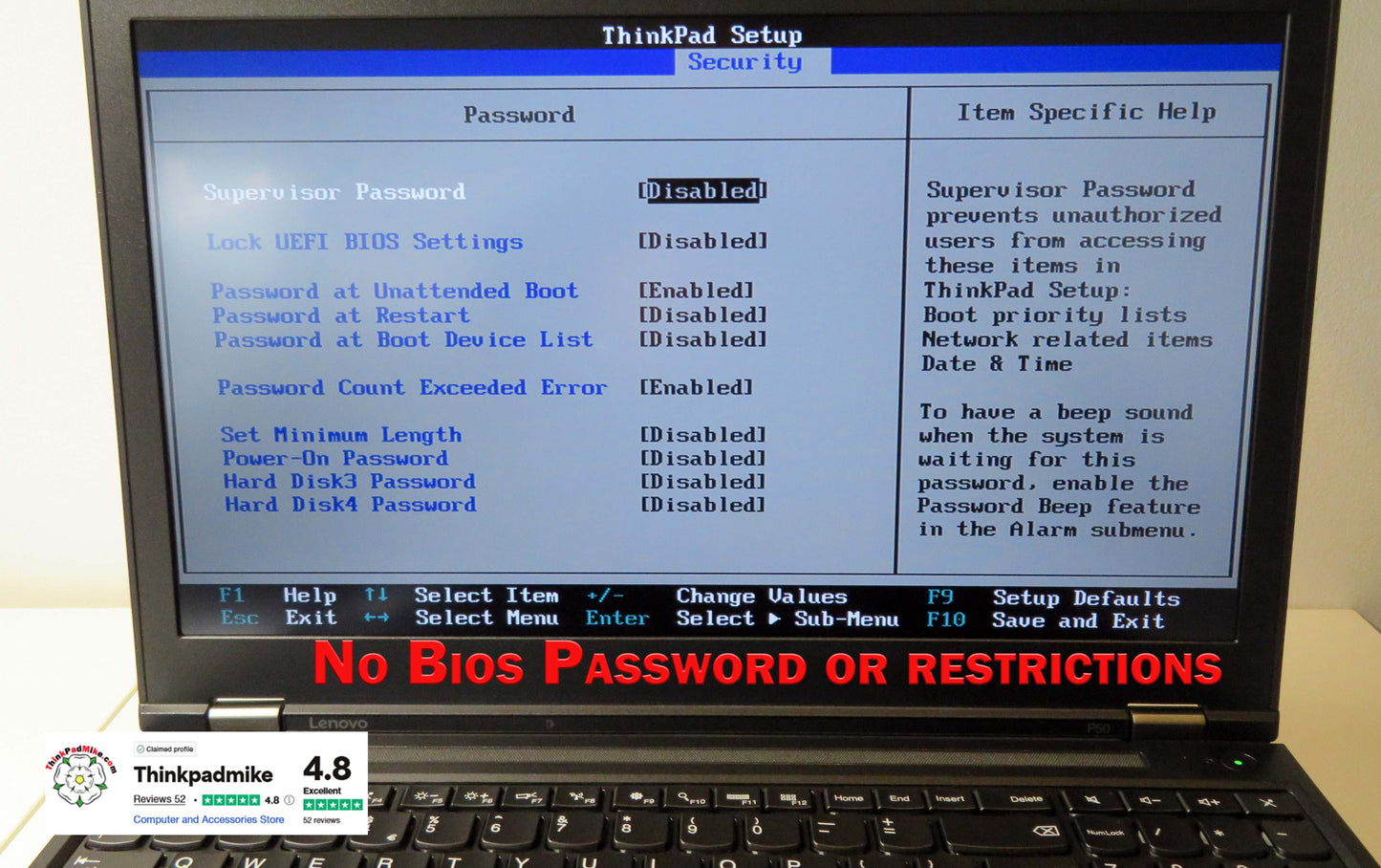 Lenovo ThinkPad P50 i7 6820HQ 64GB RAM 256GB+256GB SSDs IPS NVIDIA M1000M (1108)