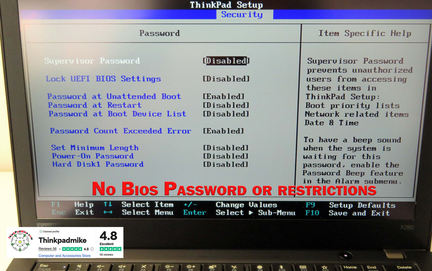Lenovo ThinkPad x280 i5 8250U 1.6Ghz 8GB RAM 256GB SSD IPS Touch Screen (727)