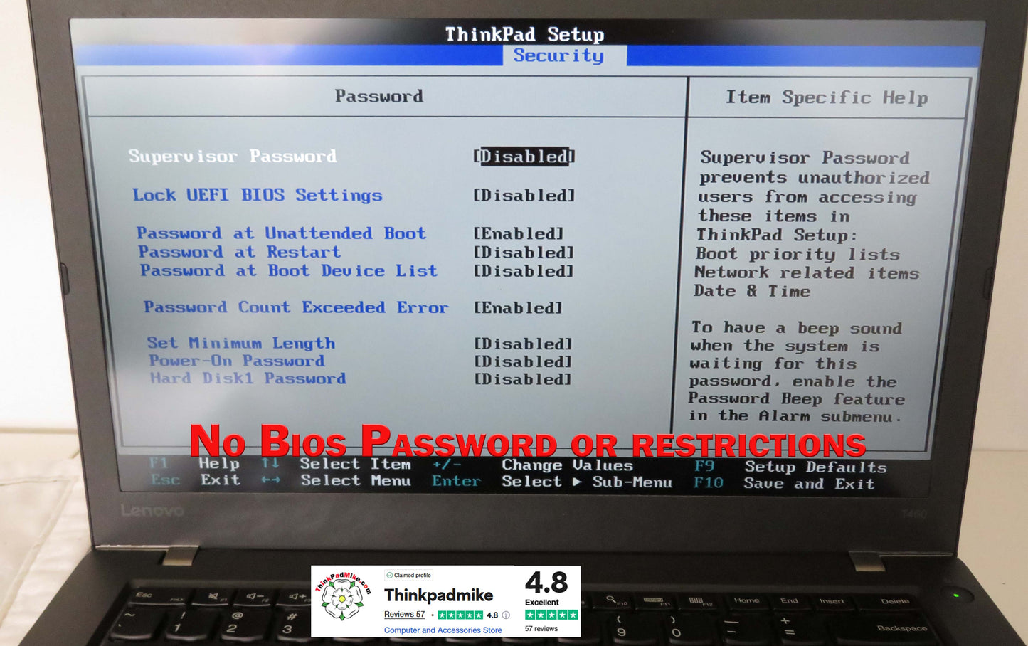 Lenovo ThinkPad T460 i7 6600U 2.6Ghz 16GB RAM 240GB SSD IPS Screen B\L KB (797)