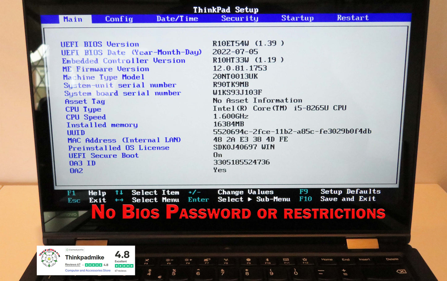 Lenovo ThinkPad L390 Yoga i5 1.6Ghz 8265U 16GB RAM 256GB SSD IPS TOUCH Screen Backlit Keyboard 2 in 1 Flip (1217)