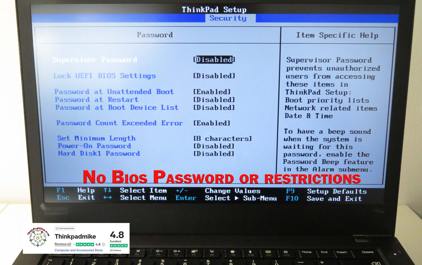 Lenovo ThinkPad T480 i5 8250U 16GB RAM 256GB SSD IPS SCREEN WIN11 (1191)