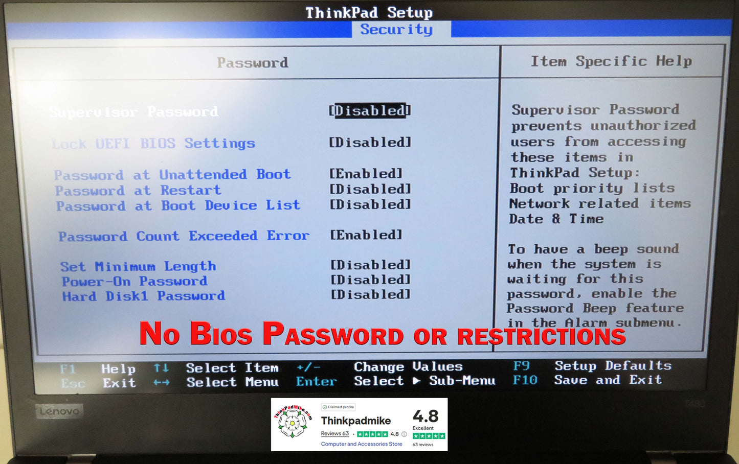 Lenovo ThinkPad T480 i7 8550U 32GB RAM 256GB SSD IPS SCREEN B\L KB (1194)