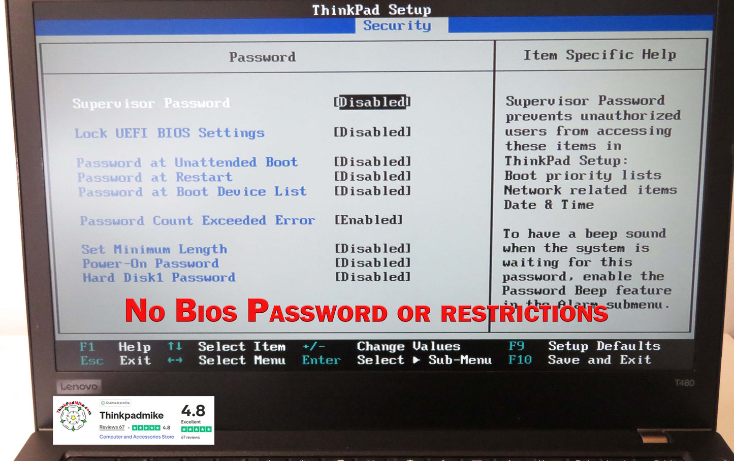 Lenovo ThinkPad T480 i7 8650U 16GB RAM 512GB SSD FHD SCREEN (1218)