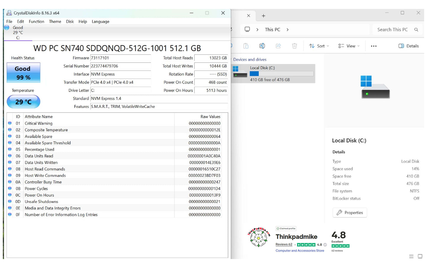 Lenovo ThinkPad P14s i7 1260P **12 Core** 32GB RAM 512GB SSD IPS NVIDIA T550 WIN11 (1192)