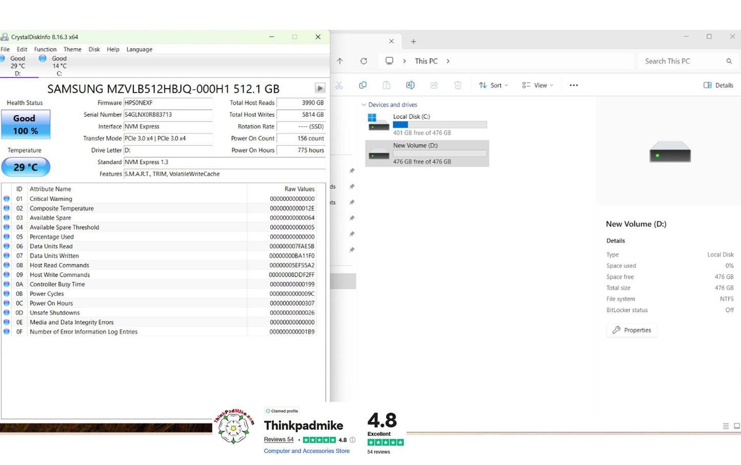 Lenovo ThinkPad P15 i7 10850H *6 CORE* 64GB RAM 512GB + 512GB SSDs IPS NVIDIA T2000 WIN11 (1142)