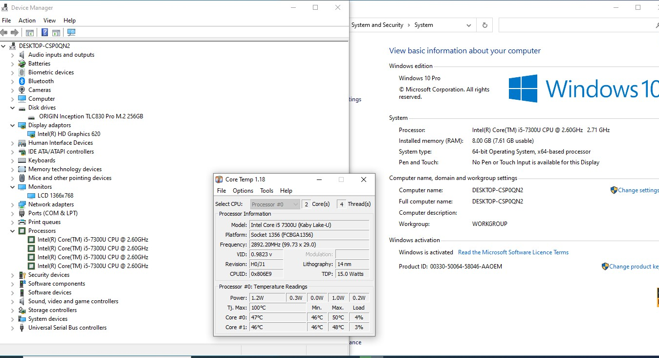 Lenovo ThinkPad x270 i5 7300U 2.6Ghz 8GB RAM 256GB SSD 2 BATTERIES WIN10 (737)