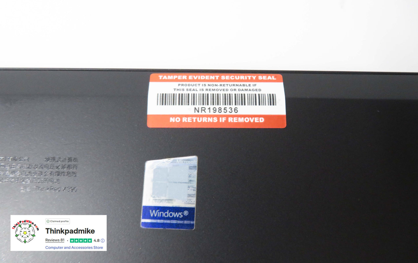 Lenovo ThinkPad x390 i7 1.9Ghz 8665U 16GB RAM 512GB SSD IPS Touch Screen B\L KB (1094)