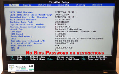 Lenovo ThinkPad T480 i5 8250U 16GB RAM 256GB SSD IPS TOUCH SCREEN (1215)