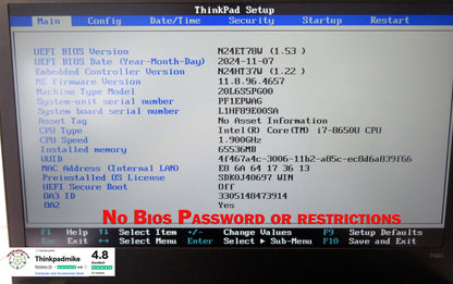 Lenovo ThinkPad T480 i7 8650U 64GB RAM 256GB + 512GB SSDs IPS SCREEN B\L KB (1134)