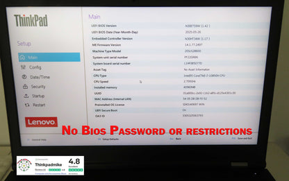 Lenovo ThinkPad P15 i7 *HEX CORE* 10850H 2.7Ghz 40GB RAM 512GB IPS B\L KB NVIDIA T2000 (1201)