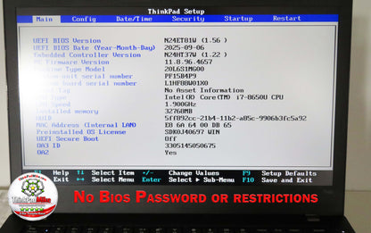 Lenovo ThinkPad T480 i7 8650U 32GB RAM 512GB SSD WQHD SCREEN NVIDIA MX150 (1406)