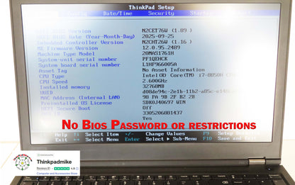 Lenovo ThinkPad P52 i7 *6 CORE* 8850H 2.6Ghz 32GB RAM 512GB SSD IPS B\L KB NVIDIA P1000 (1275)