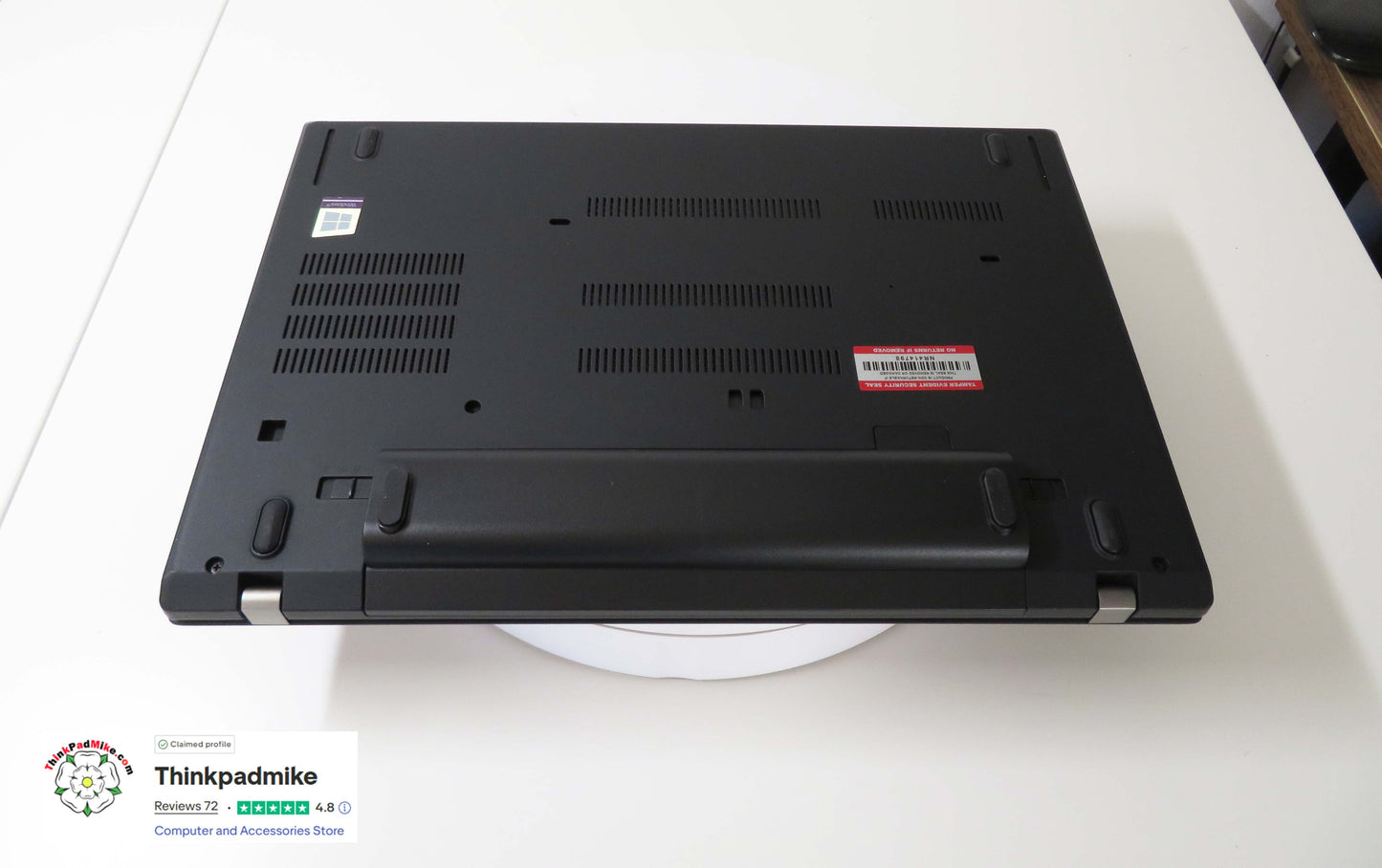 ThinkPad T480 rear view with dual battery system