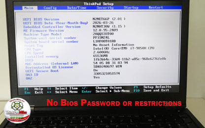 Lenovo ThinkPad P53 i7 *6 CORE* 9850H 2.6Ghz 64GB RAM 512GB SSD IPS B\L KB NVIDIA T1000 (1351)