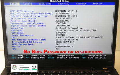 Lenovo ThinkPad T480s i7 8650U 16GB RAM 256GB SSD IPS WQHD SCREEN B\L KB (1204)