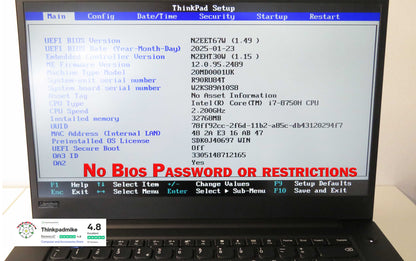 Lenovo ThinkPad P1  i7 *HEX CORE* 8750H 2.2Ghz 32GB RAM 256GB +256GB SSDs IPS B\L KB NVIDIA P1000 (1155)