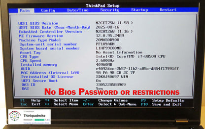 Lenovo ThinkPad P52 i7 *6 CORE* 8850H 2.6Ghz 40GB RAM 512GB IPS B\L KB NVIDIA P2000 (1236)