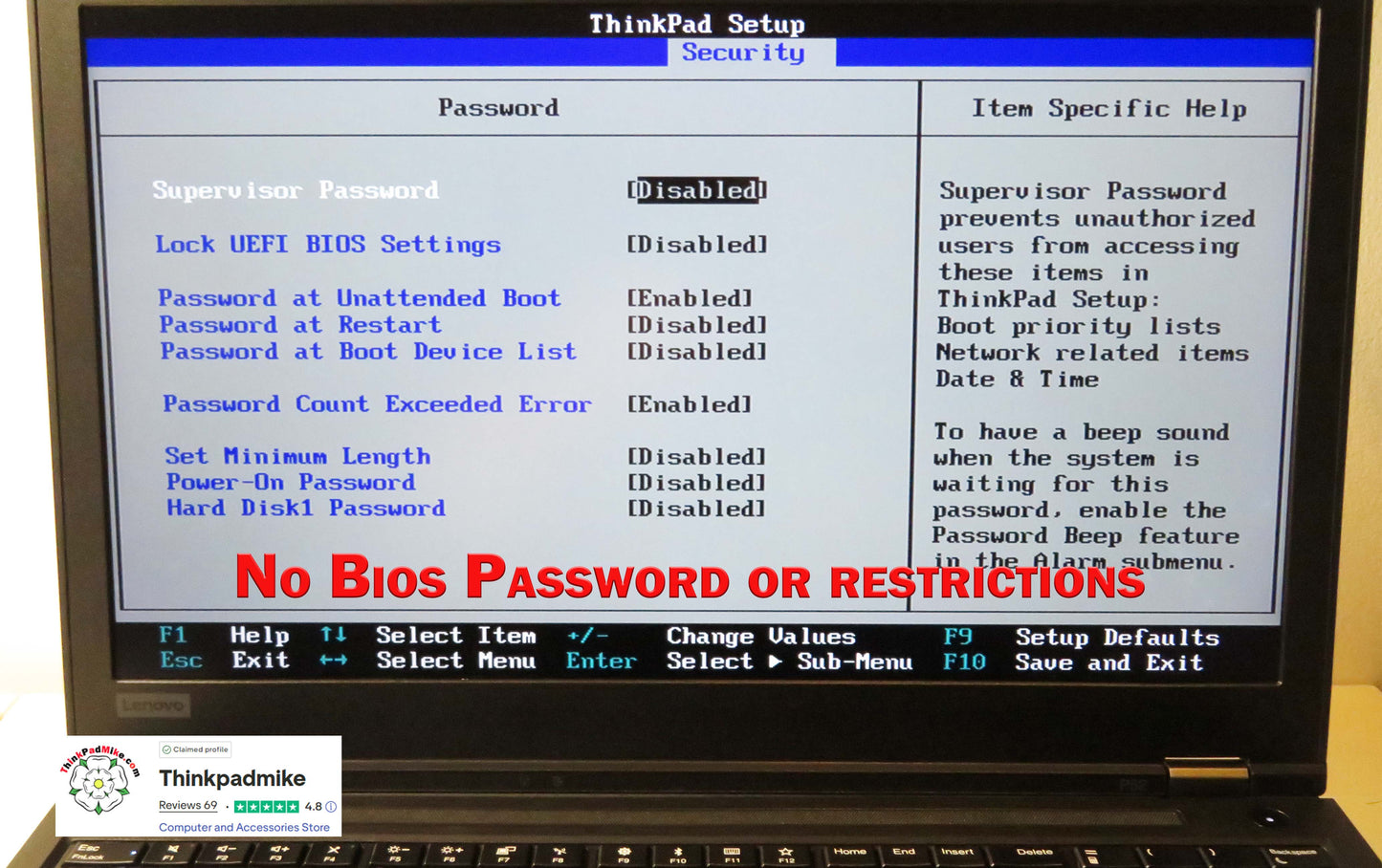 Lenovo ThinkPad P52 i7 *6 CORE* 8850H 2.6Ghz 40GB RAM 512GB IPS B\L KB NVIDIA P2000 (1236)