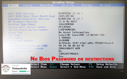 Lenovo ThinkPad T480 i7 8650U 16GB RAM 256GB SSD IPS SCREEN B\L KB (1322)