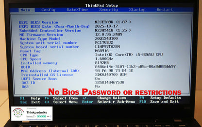 Lenovo ThinkPad x390 i5 1.6Ghz 8265U 8GB RAM 256GB SSD 13.3" HD Screen (937)