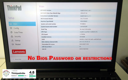 Lenovo ThinkPad P15 i7 10850H *6 CORE* 64GB RAM 512GB SSD IPS NVIDIA T2000 WIN11 (1141)