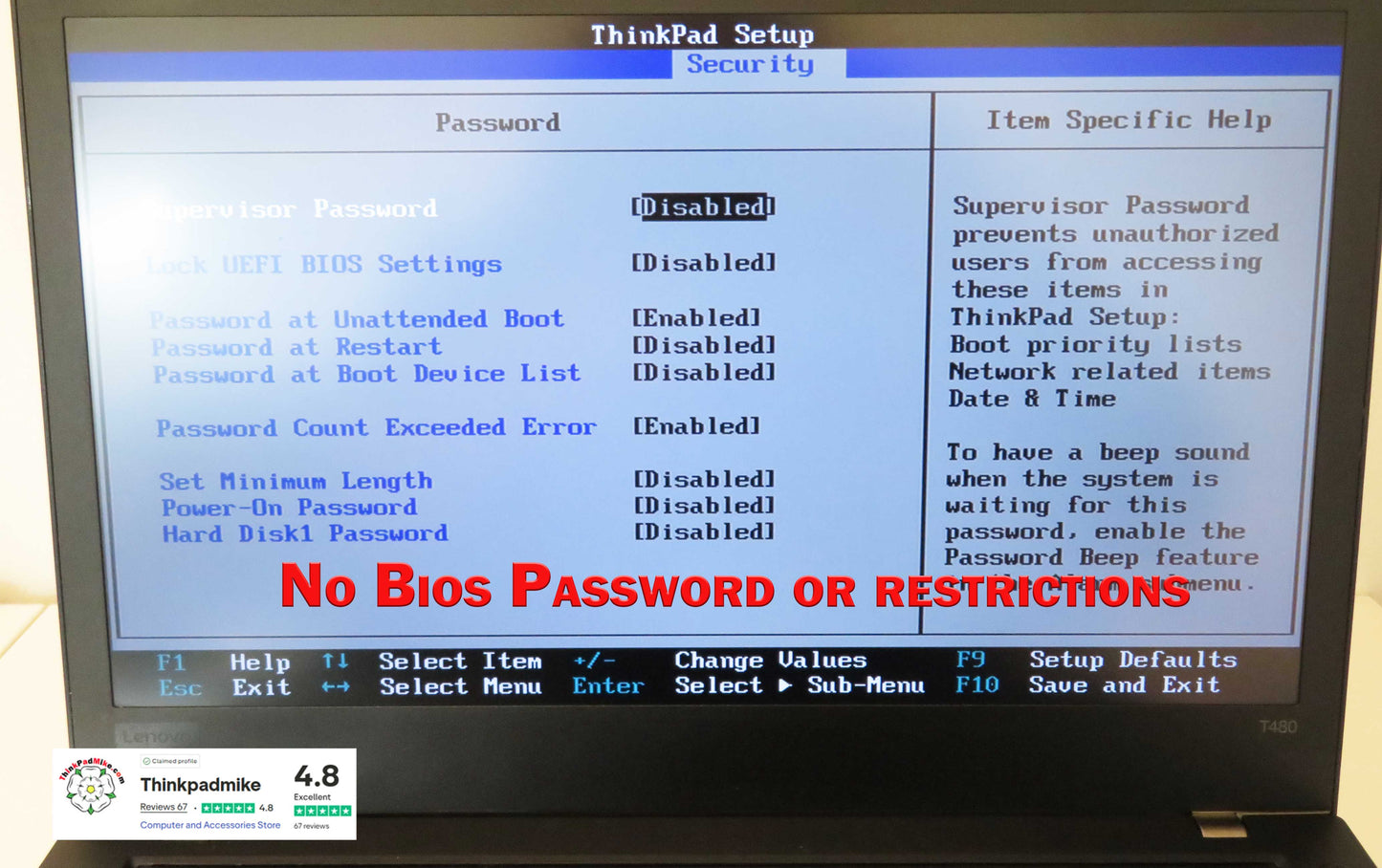 Lenovo ThinkPad T480 i7 8550U 16GB RAM 256GB SSD IPS SCREEN B\L KB (1209)
