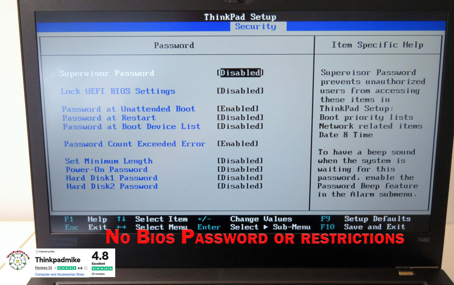 Lenovo ThinkPad T480 i7 8650U 64GB RAM 256GB + 512GB SSDs IPS SCREEN B\L KB (1134)