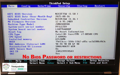 Lenovo ThinkPad P52 i7 *6 CORE* 8850H 2.6Ghz 64GB RAM 512GB IPS B\L KB NVIDIA P2000 (1239)