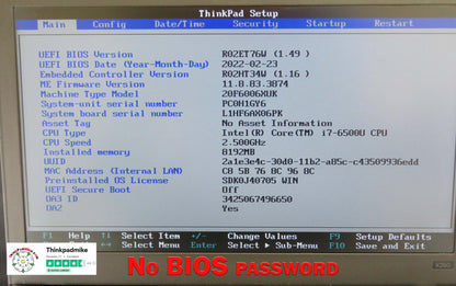 Lenovo ThinkPad x260 i7 6500U 2.5Ghz 8GB RAM 256GB SSD IPS Screen B\LKB WIN10 (952)
