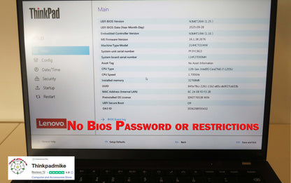 Lenovo ThinkPad T14 i7 1255u 10 Core 32GB RAM 256GB SSD WUXGA IPS SCREEN (1241)