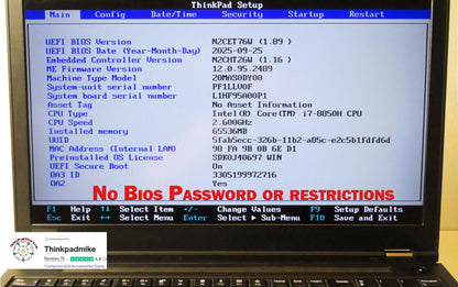 Lenovo ThinkPad P52 i7 *6 CORE* 8850H 2.6Ghz 64GB RAM 512GB SSD IPS B\L KB NVIDIA P2000 (1276)