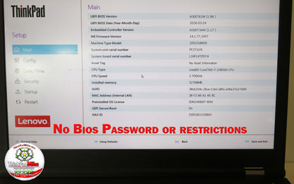 Lenovo ThinkPad P15 i7 10850H *6 CORE* 32GB RAM 512GB SSD IPS NVIDIA T2000 (1397)