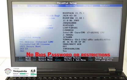 Lenovo ThinkPad P50 i7 6820HQ 32GB RAM 512GB SSD IPS NVIDIA M2000M (1178)
