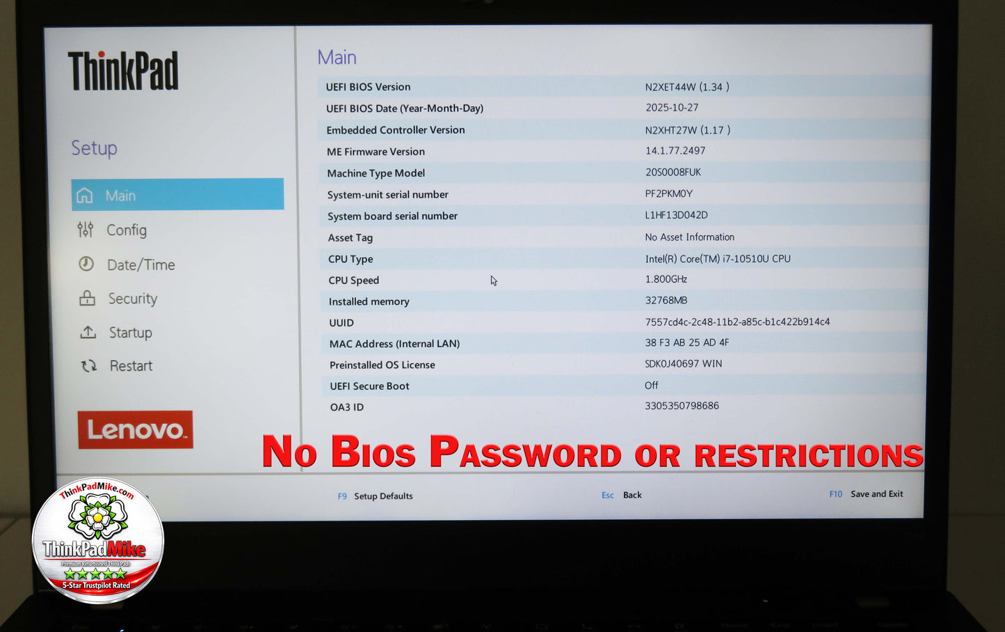 Lenovo ThinkPad T14 i7 10510U 32GB RAM 512GB SSD IPS FHD SCREEN B\LKB (1347)