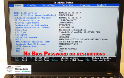 Lenovo ThinkPad T480 i7 8650U 32GB RAM 512GB SSD IPS TOUCH SCREEN (1234)