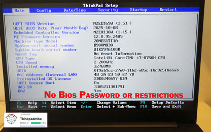 Lenovo ThinkPad P1  i7 *6 CORE* 8750H 2.2Ghz 32GB RAM 512GB SSD IPS B\L KB NVIDIA P1000 (1296)