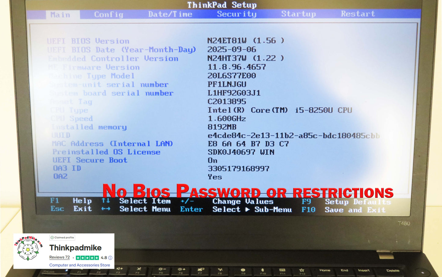 ThinkPad T480 condition close-up detail