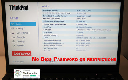 Lenovo ThinkPad T14 AMD Ryzen 7 Pro 8 CORE 20GB RAM 512GB SSD TN FHD SCREEN B\LKB (1230)