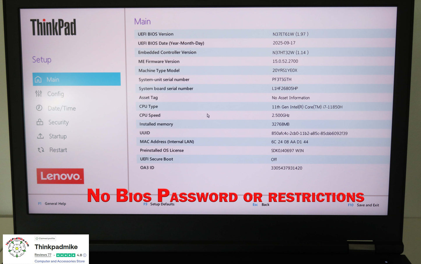 Lenovo ThinkPad P15 i7 11850H *8 CORE* 32GB RAM 512GB SSD UHD NVIDIA T1200 (1300)