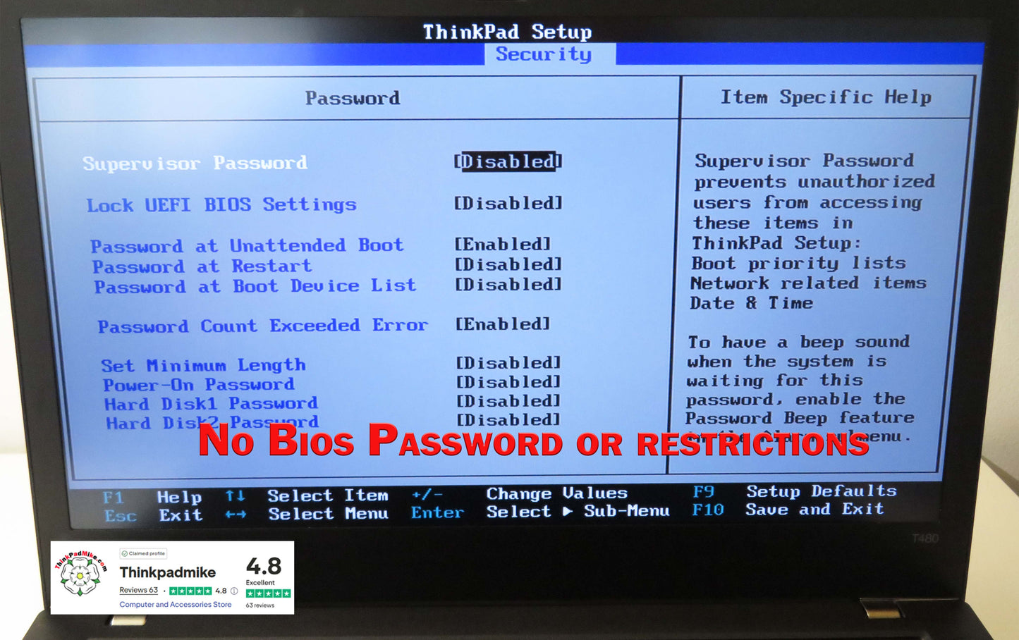 Lenovo ThinkPad T480 i7 8550U 32GB RAM 2 x256GB SSDs IPS SCREEN B\L KB (1197)
