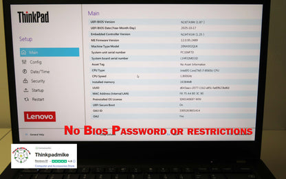 Lenovo ThinkPad T490s i7 1.8Ghz 8565U 16GB RAM 512GB SSD IPS WWAN 4g (1316)
