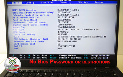 Lenovo ThinkPad x1 Carbon 6th Gen i7 8650U 1.9Ghz 16GB RAM 1TB SSD IPS TOUCH Screen B\LKB (1385)