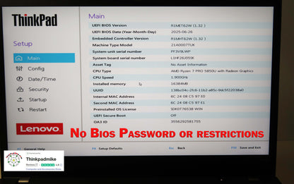 Lenovo ThinkPad P14s AMD Ryzen 7 Pro 8 Core 16GB RAM 512GB SSD IPS Screen (1291)