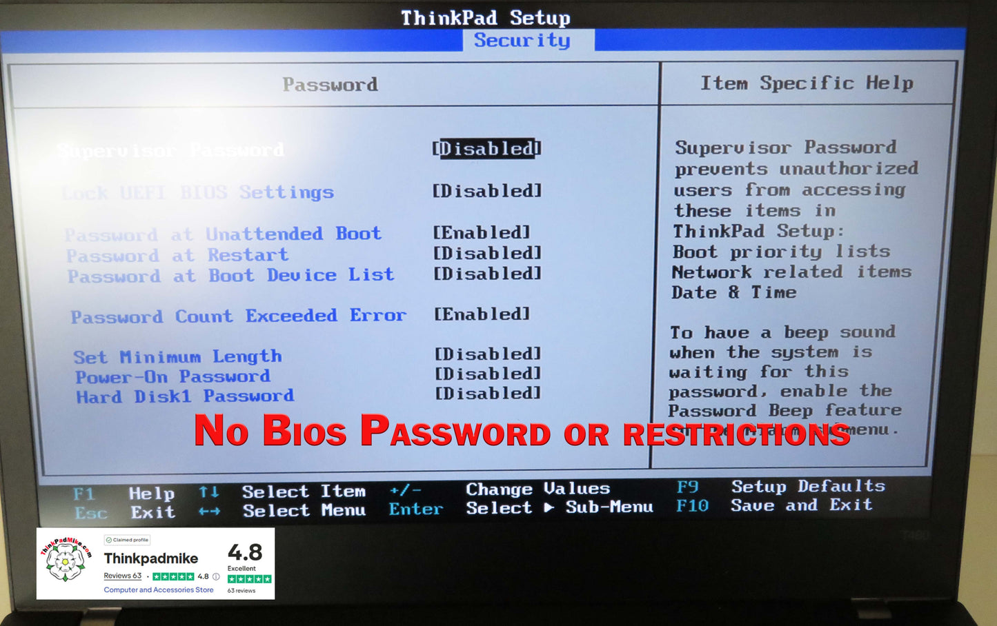 Lenovo ThinkPad T480 i7 8550U 16GB RAM 256GB SSD IPS SCREEN (1196)