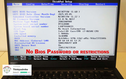 Lenovo ThinkPad x1 Carbon 6th Gen i7 8650U 1.9Ghz 16GB RAM 256GB SSD IPS Screen B\LKB (1315)