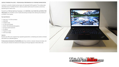 Lenovo ThinkPad P14s i7 1185G7 32GB RAM 512GB SSD IPS NVIDIA T500 WIN11 (1405)