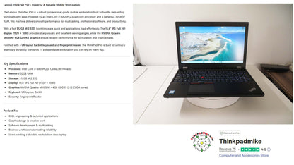 Lenovo ThinkPad P50 i7 6820HQ 32GB RAM 512GB SSD IPS NVIDIA M1000M (1274)