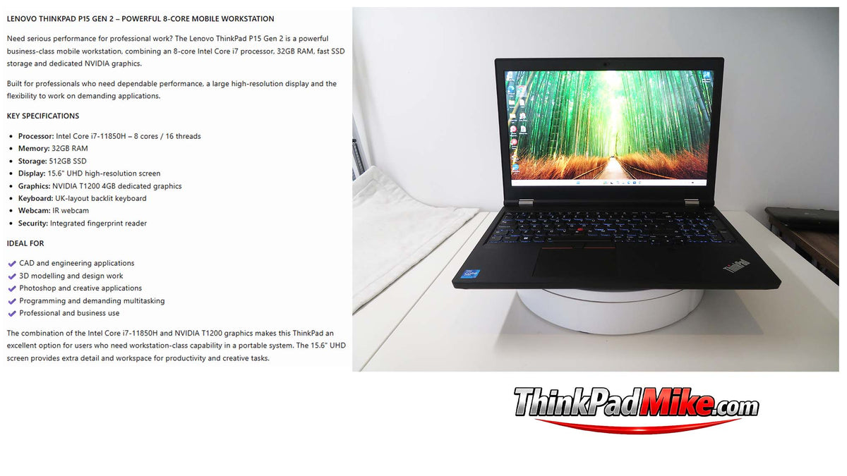 Lenovo ThinkPad P15 i7 11850H *8 CORE* 32GB RAM 512GB SSD UHD NVIDIA T1200 (1399)